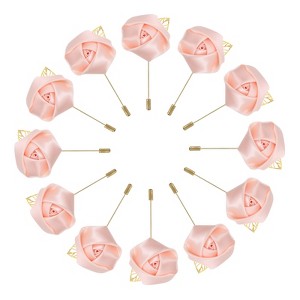 Unique Bargains Wedding Ceremony Anniversary Party Rose Groom Silk Metal Boutonnieres 12 Pcs - 1 of 3