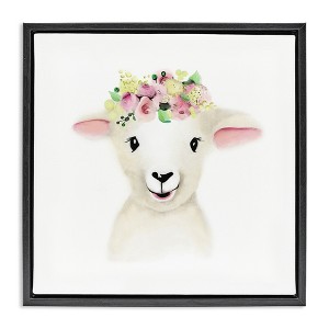 Stupell Industries Baby Lamb Sheep Flower Crown, 18" x 18" - 1 of 4