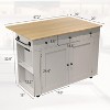 Rolling Kitchen Island Cart with Power Outlet & Drop Leaf, Kitchen Storage Cabinet on Wheels with 3 Drawers, Spice Rack & Towel Rack - 2 of 4