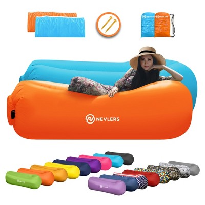 Nevlers Tear-resistant Inflatable Loungers - Blue & Orange (pack Of 2 ...