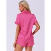 cheibear Women's Fashion Silky Satin Short Sleeve Top with Ruffle Hem Shorts Lounge Sets 2 Pcs - 4 of 4