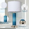 ROTTOGOON 26.5" Set of 2 Table Lamps, Blue Glass, Bedroom Nightstand Lamp with USB-C & USB-A Charging Ports, Modern Art Deco, LED Bulb Included - 3 of 4