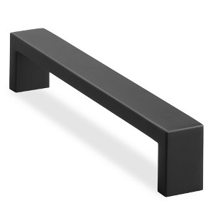 Cauldham Solid Stainless Steel Cabinet Hardware Square Pull Matte Black (6-1/4" Hole Centers) - 10 Pack - 1 of 4