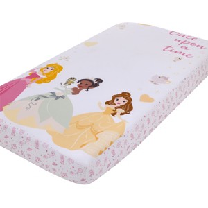 NoJo Disney Princess Make A Wish Pink, White and Yellow "Once Upon a Time" Nursery Photo Op Fitted Crib Sheet - 1 of 4