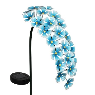 28" Solar Metal Hanging Flower Garden Stake Turquoise - Exhart