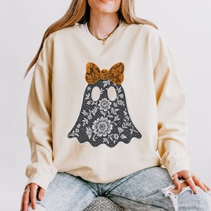 Simply Sage Market Lace Ghost Lightweight Garment Dyed Sweatshirt - 1 of 4