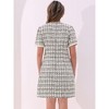 Allegra K Women's Tweed Short Sleeve A-Line Vintage Mini Causal Dresses - 3 of 4