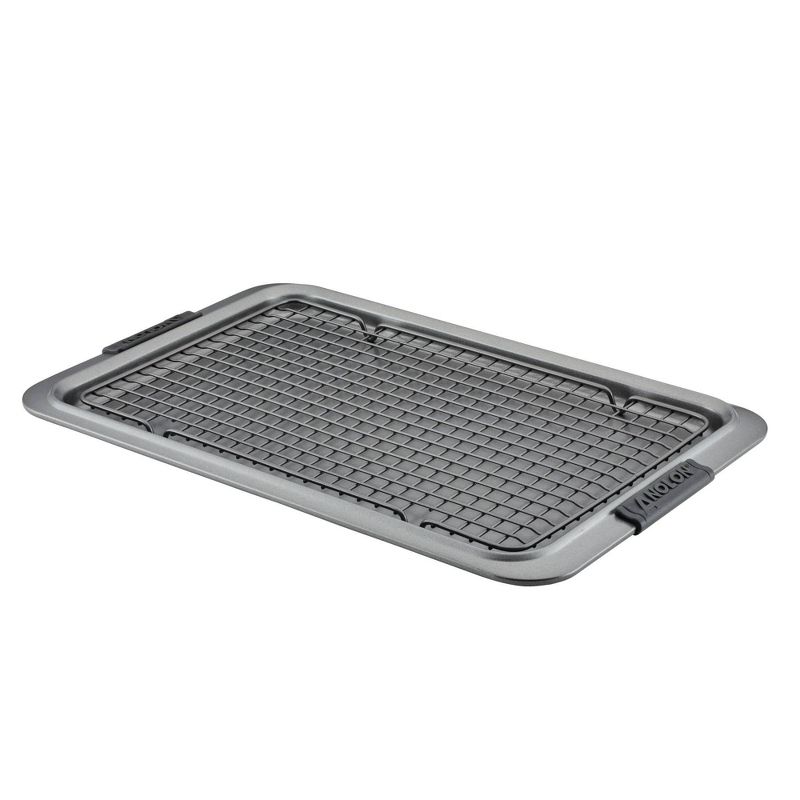 Anolon Bakeware with Silicone Grips 11&#34;x17&#34; Cookie Pan with 10&#34;16&#34; Cooling Rack Bronze, 3 of 4