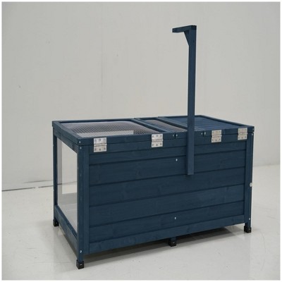 40" Tortoise Habitat, Wooden Tortoise House, Indoor Small Animal Turtle Cage, Outdoor Reptile Habitat With Activity Tray, 40.2x21.5x30.3 Inches