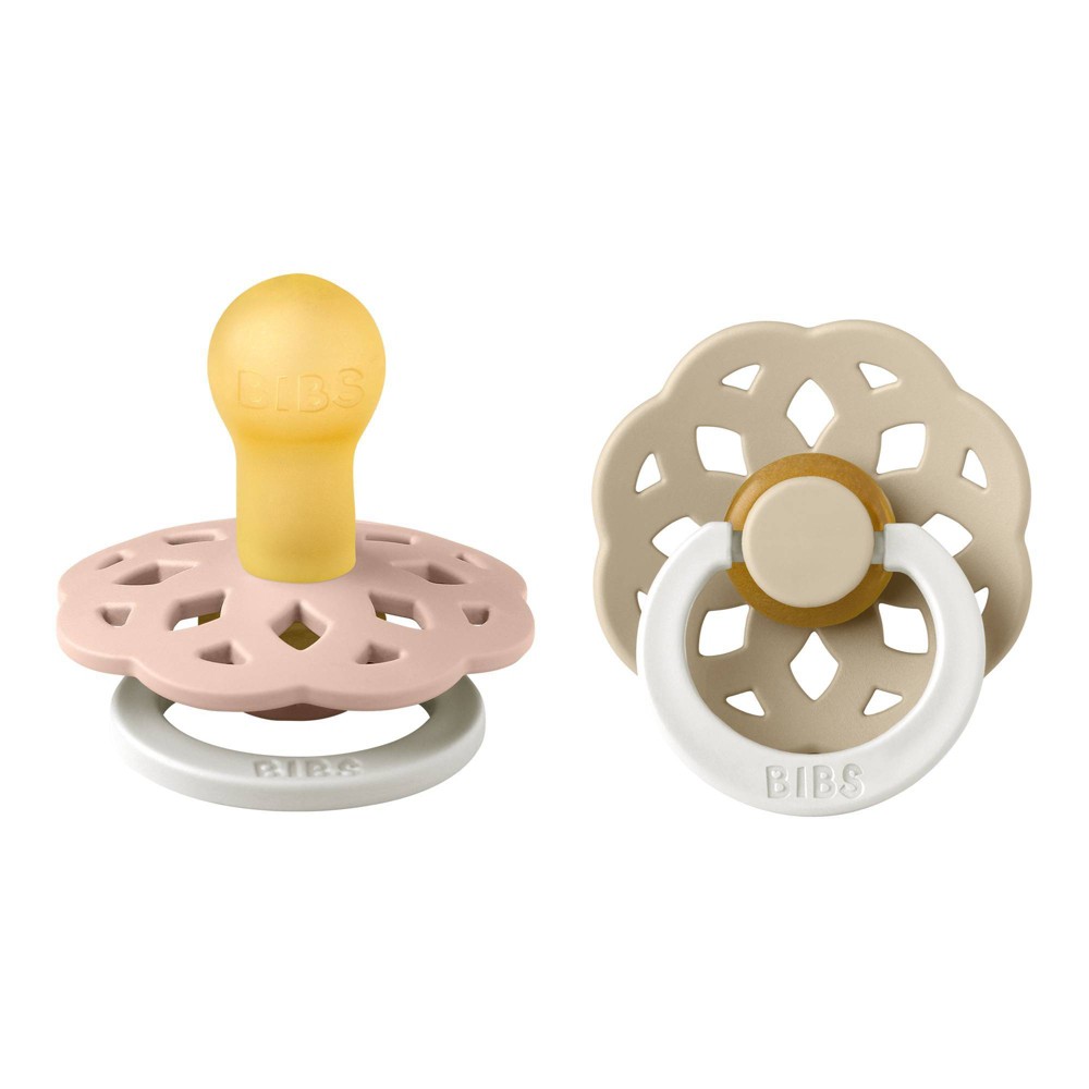 Bibs Boheme Glow in the Dark Latex Pacifier 0-6m - Blush Glow/Vanilla Glow - 2pk
