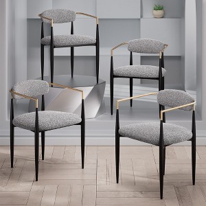 Boucle Dining Chair Set of 4, Mid-Century Luxury Upholstered Armchairs for Kitchen Restaurant Cafe-Morden Fort - 1 of 4