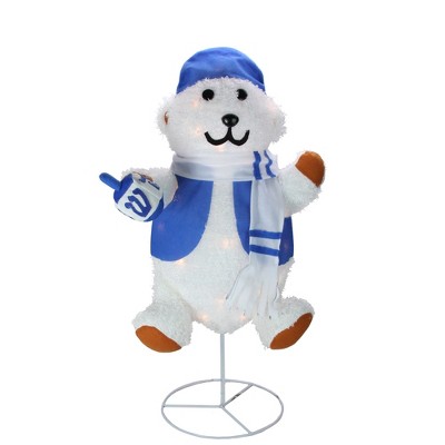 Northlight 27" Blue and White Pre-Lit  Dreidel Bear Outdoor Decoration