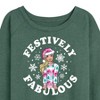 Women's - Barbie - Holidays & Christmas Lightweight French Terry Wide Neck Long Sleeve Shirt - 2 of 4