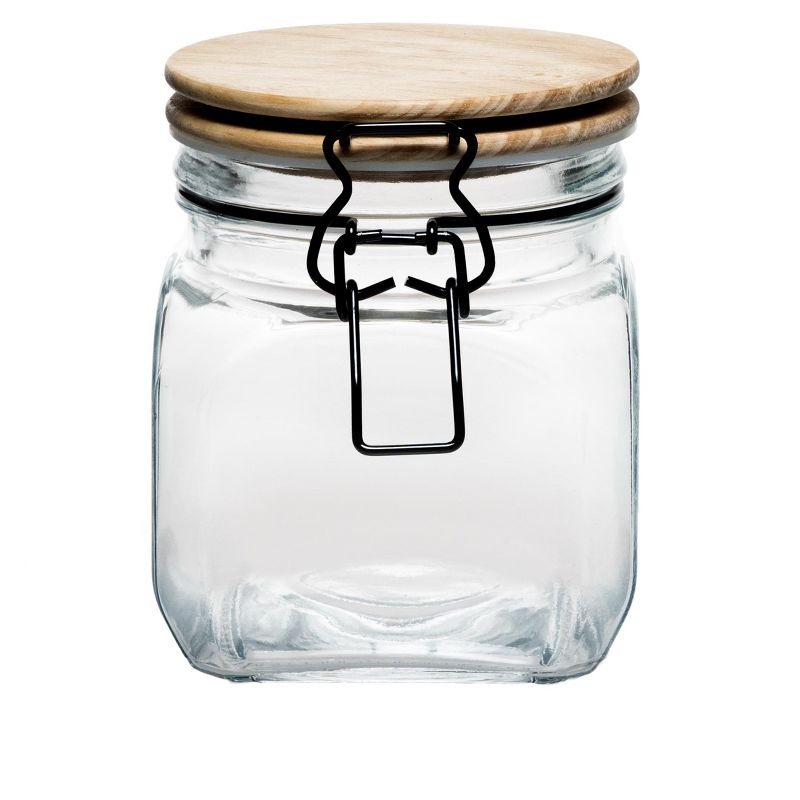 Amici Home Acadia Glass Canister with Wood Lid & Hermetic Seal,, Airtight Lock Lids for Kitchen & Pantry Storage, 1 of 4