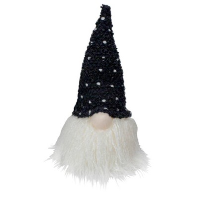 Northlight 10" LED Lighted Black and White Polka Dot Knit Gnome Christmas Figure