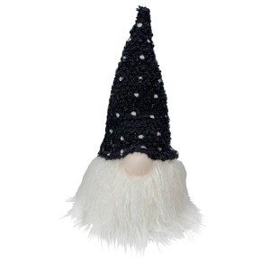Northlight LED Lighted Polka Dot Knit Hat Gnome Christmas Decoration - 10" - Black and White - 1 of 4