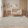 Modern Solid Scalloped Rugs for Living Room, Washable Non Slip Ultra Thin Soft Bedroom Rugs, Indoor Low Pile Large Carpet for Nursery Room - 3 of 4