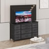 Wide dresser with 10 large drawers, doubles as a 55'' TV stand with power outlet; sturdy metal frame for bedroom, closet, or entryway，Black. - 3 of 4