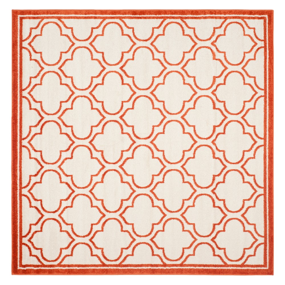5' Square Coco Loomed Rug Ivory/Orange - Safavieh