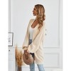 Women's Long Sleeve Cardigan Open Front Rib Knit Longline Coats with Lantern Sleeves and Loose Fit Sweater,Apricot - M - 4 of 4
