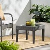 Outdoor Rattan Side Table, Patio Coffee Table With Tempered Glass Top, Modern PE Wicker Weather-resistant Patio Table - 2 of 4