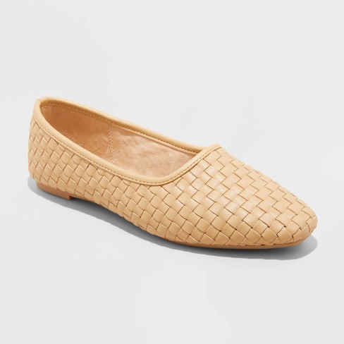 Women s Lorna Woven Ballet Flats Universal Thread Tan 8 Target