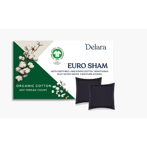 Delara GOTS Certified 100% Organic Cotton Euro Sham Pack of 2, 400 TC, Moisture-Wicking, Smooth & Breathable High-Quality Euro Sham - 1 of 4
