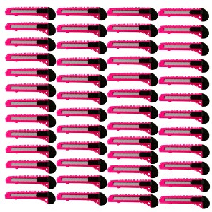 MotoProducts Bulk 6" Box Cutters Neon Pink with Snap-Off Blades and Safety Locks - 1 of 3
