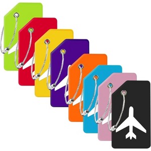 8 Pack Silicone Luggage Tag for Suitcases with Stainless Loop, TSA Approved, Privacy Protection Travel Bag Tags - 1 of 4