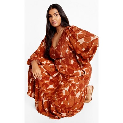 Women's Plus Size Jayden Print Dress - amber | CITY CHIC