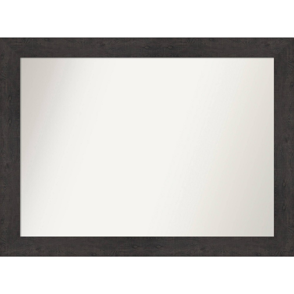 Photos - Wall Mirror 44" x 33" Non-Beveled Rustic Plank Espresso  - Amanti Art