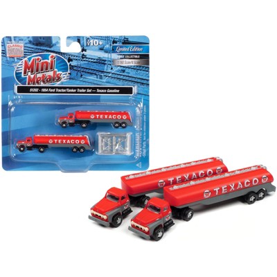 1954 Ford Tanker Truck Red and Gray "Texaco" Set of 2 pieces 1/160 (N) Scale Models by Classic Metal Works