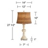 John Timberland Trinidad Rustic Farmhouse Table Lamps Set of 2 with Round Riser 27 1/2" Tall Antique White Rattan Drum Shade for Bedroom Living Room - 4 of 4