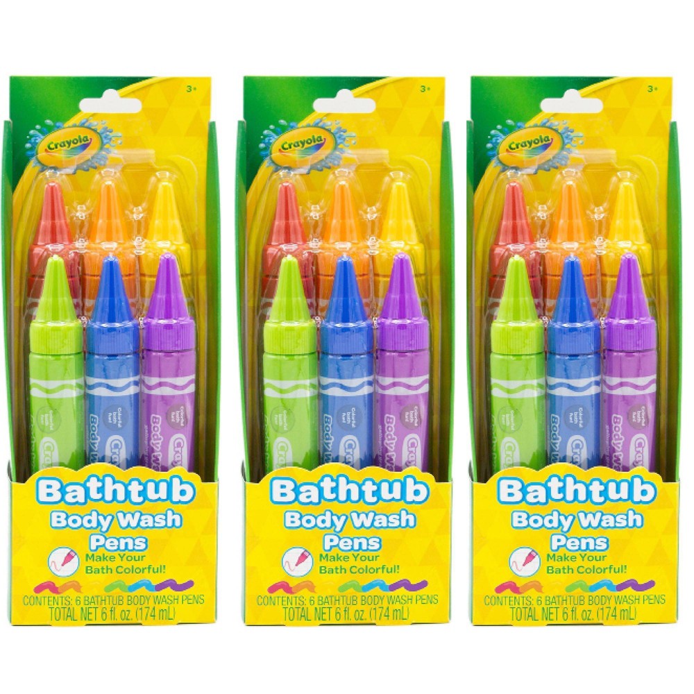 Photos - Shower Gel Crayola 6ct  Body Wash Bath Pens - Unscented - 3pk/6 fl oz 