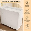 Wooden Diaper Changing Table,Baby Diaper Changing Station with Drawers, Safety Rail & Strap,Modern Baby Changing Table for Bedroom, Nursery, White - 2 of 4