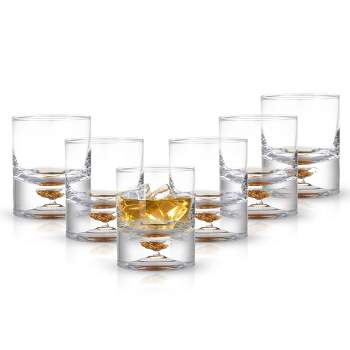Berkware Elegant Lowball Whiskey Glasses with Unique Embedded Gold Flake Design - 12oz