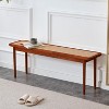 Acekool 47" Pure Wood Entryway Bench with Rattan Surface, Rounded Corners, Sturdy Frame for Living Room, Bedroom, Hallway, Walnut Finish - 3 of 4