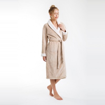 Pure Fiber Women's Coral Fleece Keila Faux Shearling Bathrobe