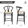 Sapphtopaz Modern Counter Height Bar Stools 1pc, Fully Assembled Wishbone Bar Stools with Weave Rattan for Kitchen Island - 3 of 4