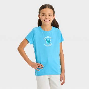 Girls' Short Sleeve 'Focus on the Good' Graphic T-Shirt - Cat & Jack™ Ocean Blue
