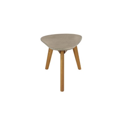 Modern Acacia Wood & Polycement Outdoor Accent Table in Gray