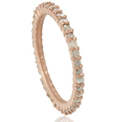 Pompeii3 1/2ct Raw White Diamond Prong Set Eternity Ring 14K Rose Gold