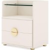 19.68" Modern 2-Drawer Nightstand with Tempered Glass Top & Open Shelf,Bedside Table with Gold Metal Legs, Easy Assembly, End Table for Bedroom - 4 of 4