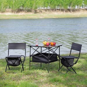 VisioGear Folding Chair, 3-Piece Folding Outdoor Chairs Set with 1 Table, Camping Chair for Picnics, Backyard, Black & Gray, 19.3"*15.35"*30.5" - 1 of 4