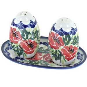 Blue Rose Polish Pottery 2D WR Unikat Salt & Pepper Shakers - 1 of 1