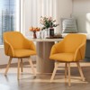 Bekrvio Swivel Dining Chairs with Arm Set of 2 - Modern Linen Upholstered Accent Desk Chairs with Beechwood Legs for Kitchen,Living Room - 2 of 4