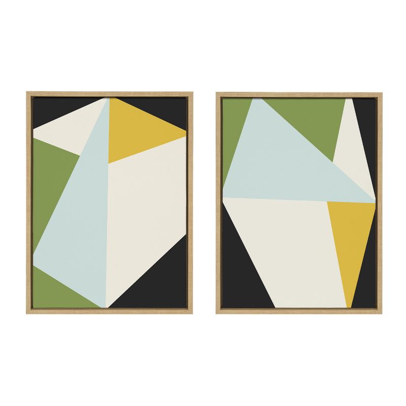 Kate and Laurel Sylvie Bold Graphic 1 and 2 Framed Canvas by The Creative Bunch Studio, 2 Piece 18x24, Natural, 2 of 7