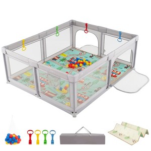 Infans Large Baby Playpen with Mat Baby Play Yard w/ Pull Rings & Ocean Balls Play Area - 1 of 4