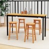 Tangkula 24-Inch Outdoor Wood Bar Stools Set of 4 w/ Round Seat Footrest for Garden - 3 of 4