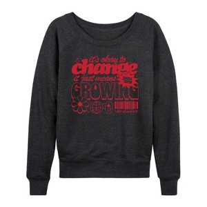 Women's - Instant Message - Okay To Change Lightweight French Terry Wide Neck Long Sleeve Graphic Shirt - 1 of 4